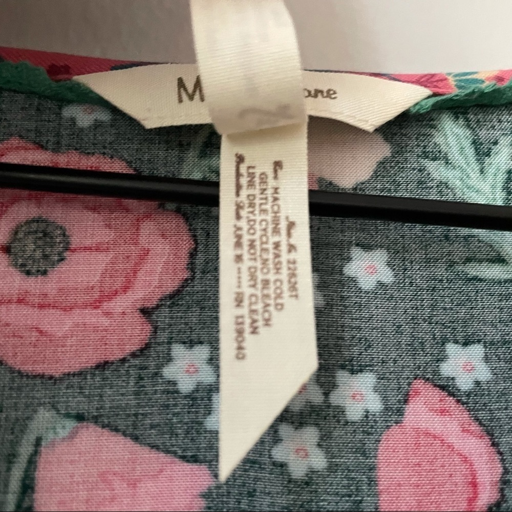 Matilda Jane Yesteryear Green & Pink Poppy Floral Long Sleeve Button Down Top - Picture 6 of 8